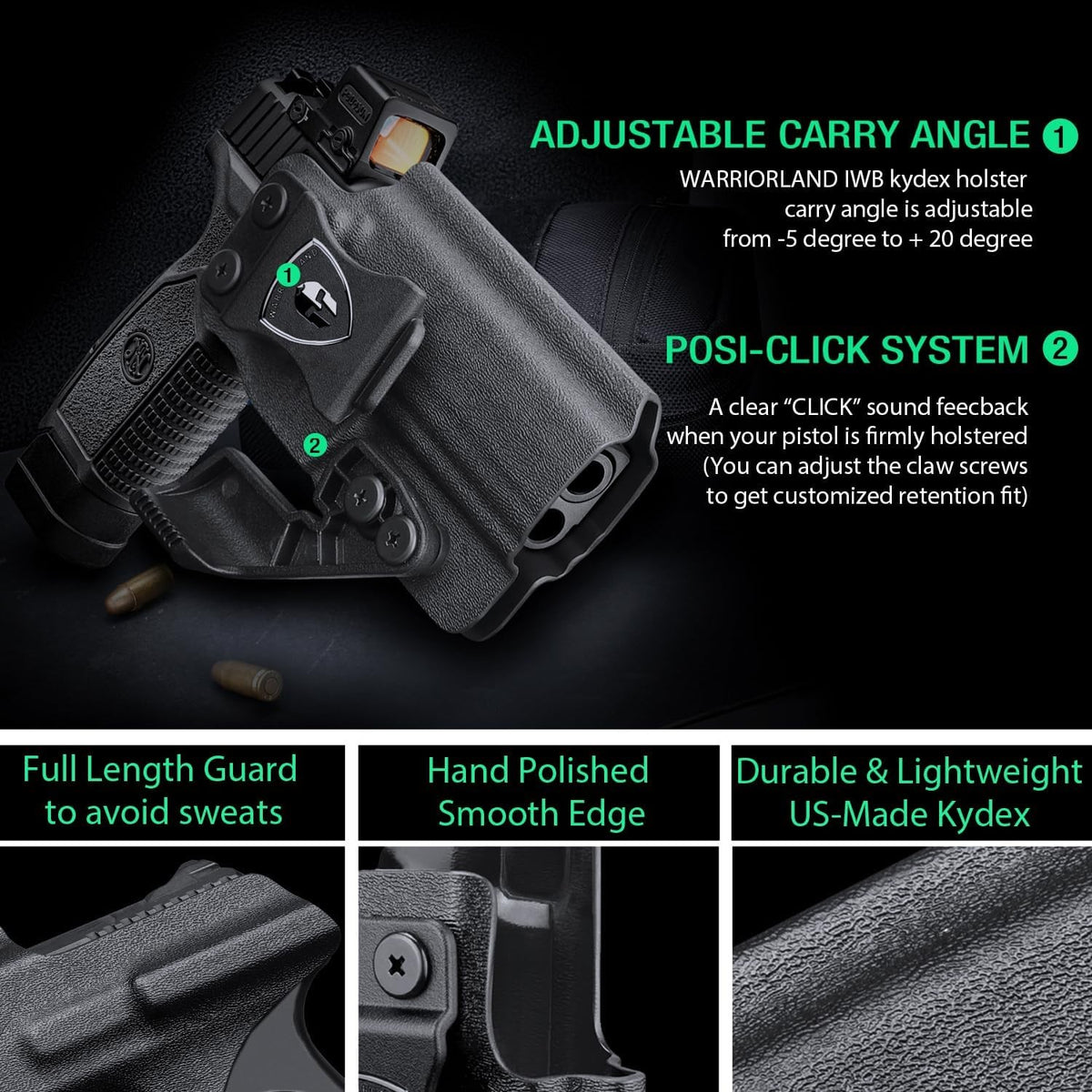 Kydex Holster for FN Reflex Pistols - Inside Waistband, Right-Hand, Optics Cut, Adjustable Cant