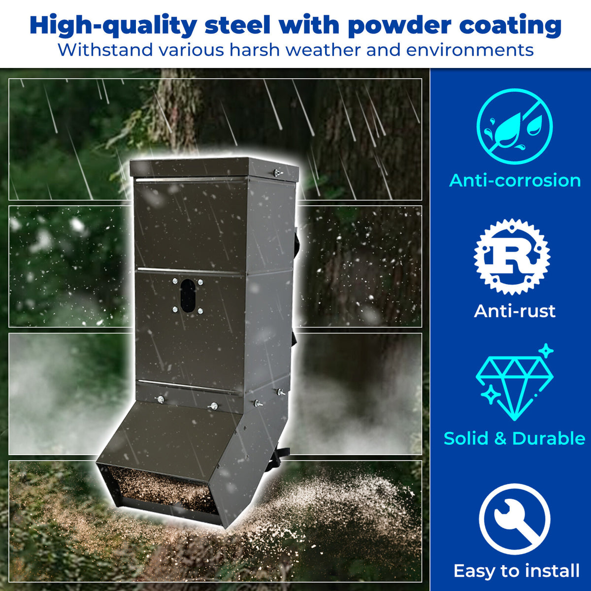 Portable Deer Gravity Feeder Tree Mount 85 LBS for Wild Game Hunting
