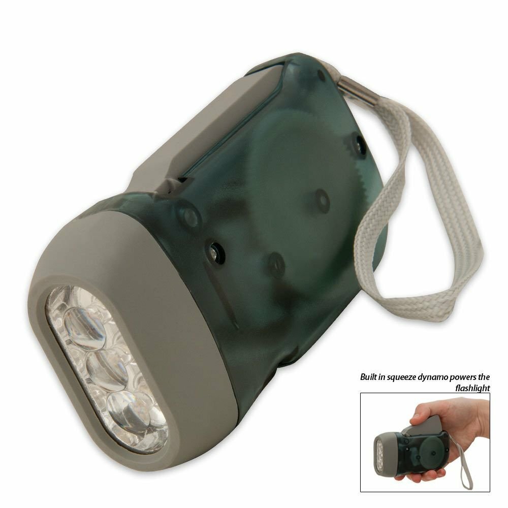 Hand-Powered 3 LED Dynamo Emergency Flashlight for Camping Outdoor Survival