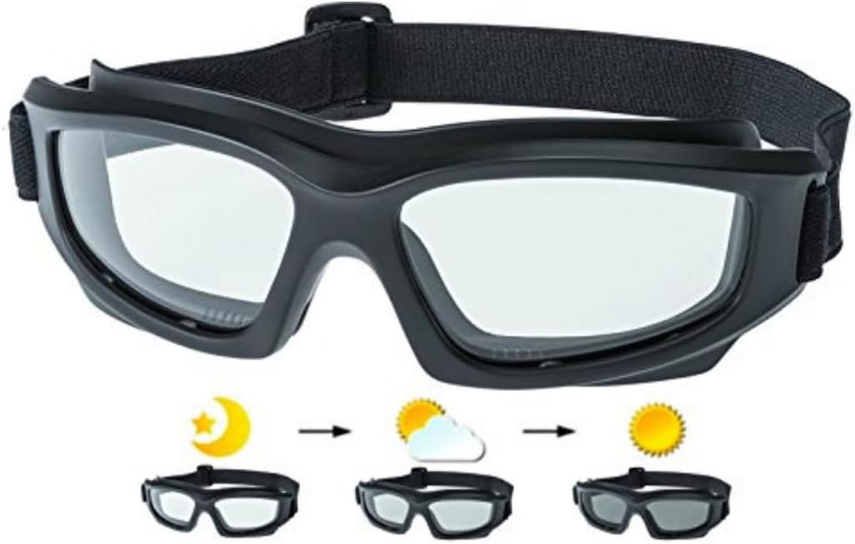 Photochromic Motorcycle Goggles Heavy Duty Polyurethane Frame Scratch Resistant