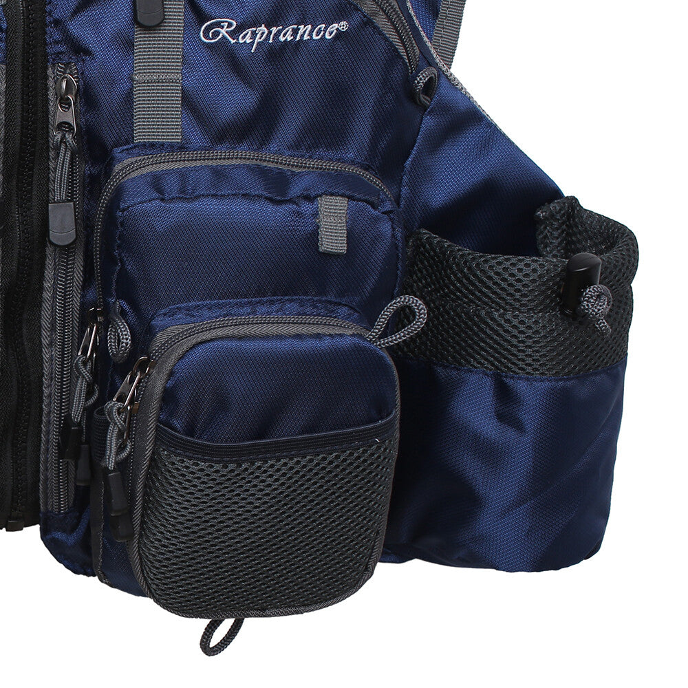 Fly Fishing Vest Adjustable Breathable Mesh Lightweight Packable Blue One Size