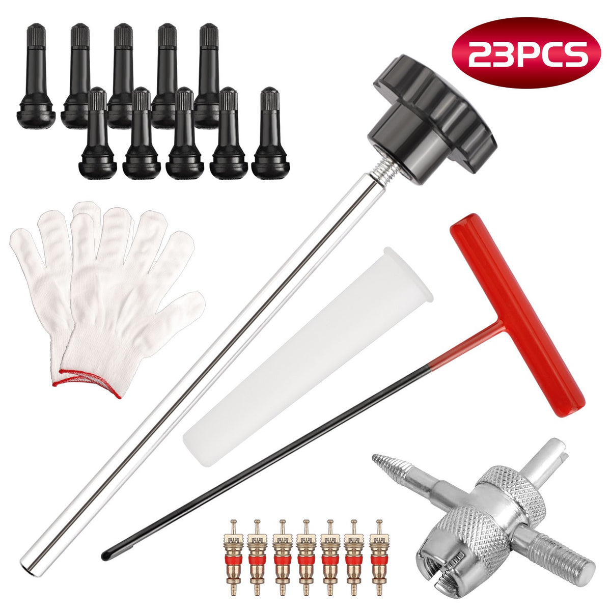 Valve Stem Tool Kit for Tire Repair and Installation - 13 or 23 Pieces