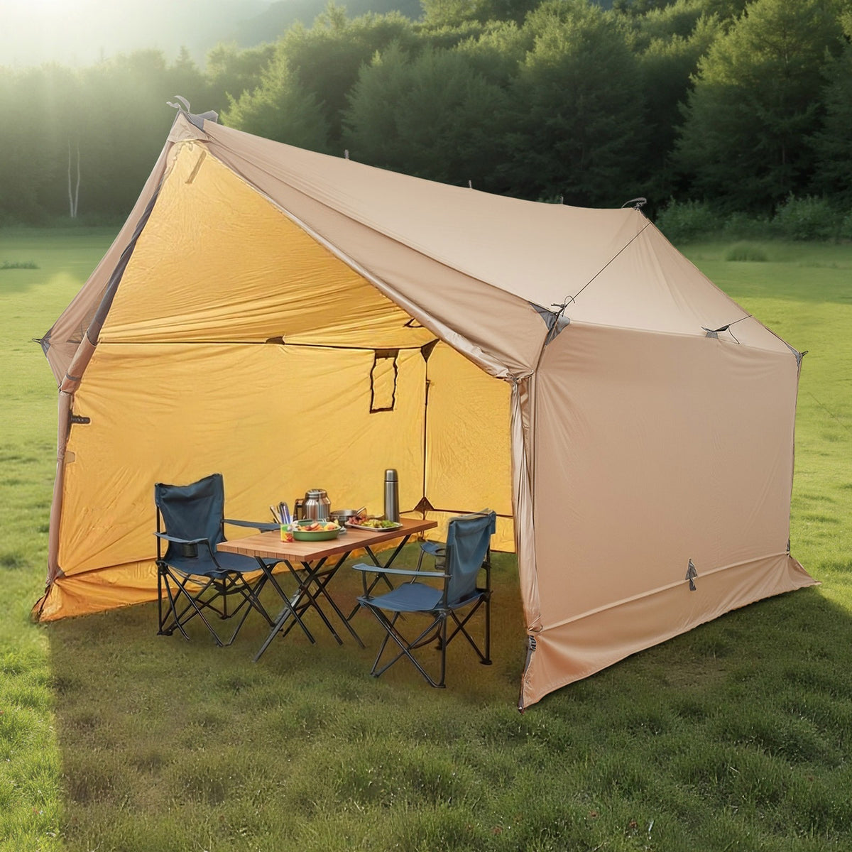 Portable Camping Hot Tent with Stove Jack for 2-3 Persons, Waterproof Cabin Shelter