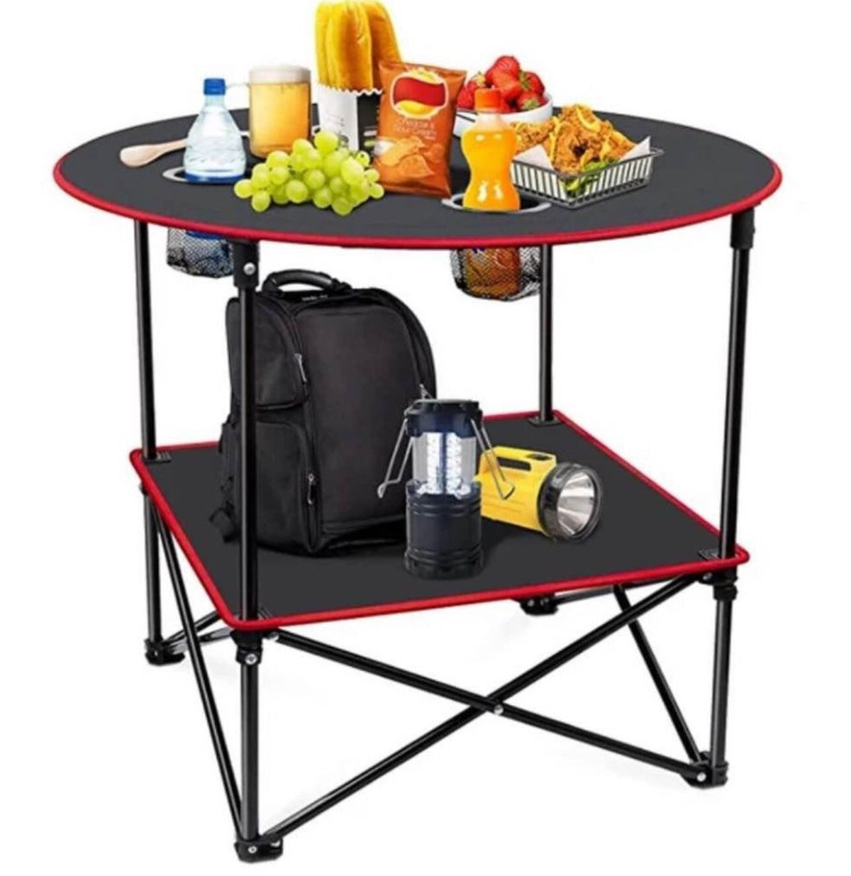 Lightweight Foldable Camping Table with Carry Bag, 28x28 Inches, Outdoor Picnic & Beach