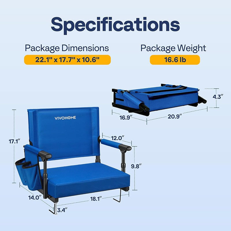 Portable Stadium Bleacher Seat with Cup Holders & Shoulder Strap - Comfortable & Foldable