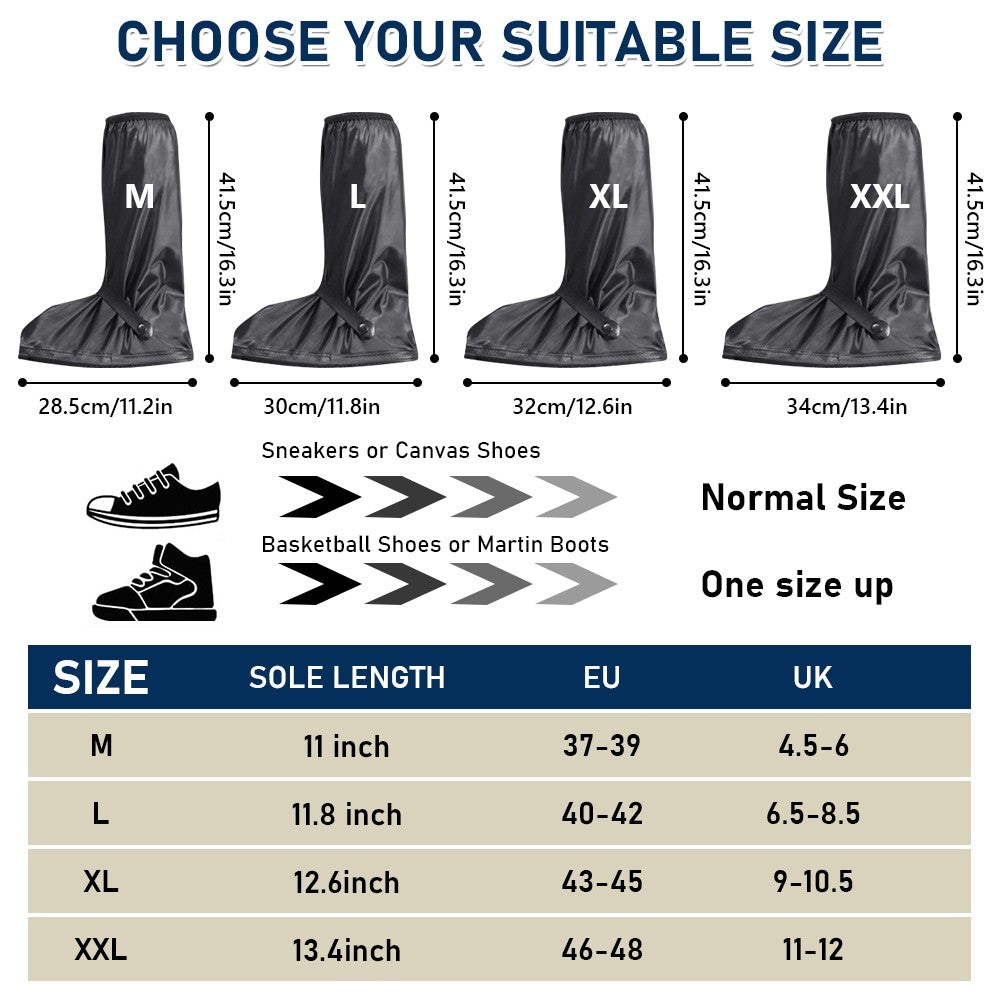 All-Season Waterproof Shoe Covers - Reusable Rubber Rain Boot Protectors