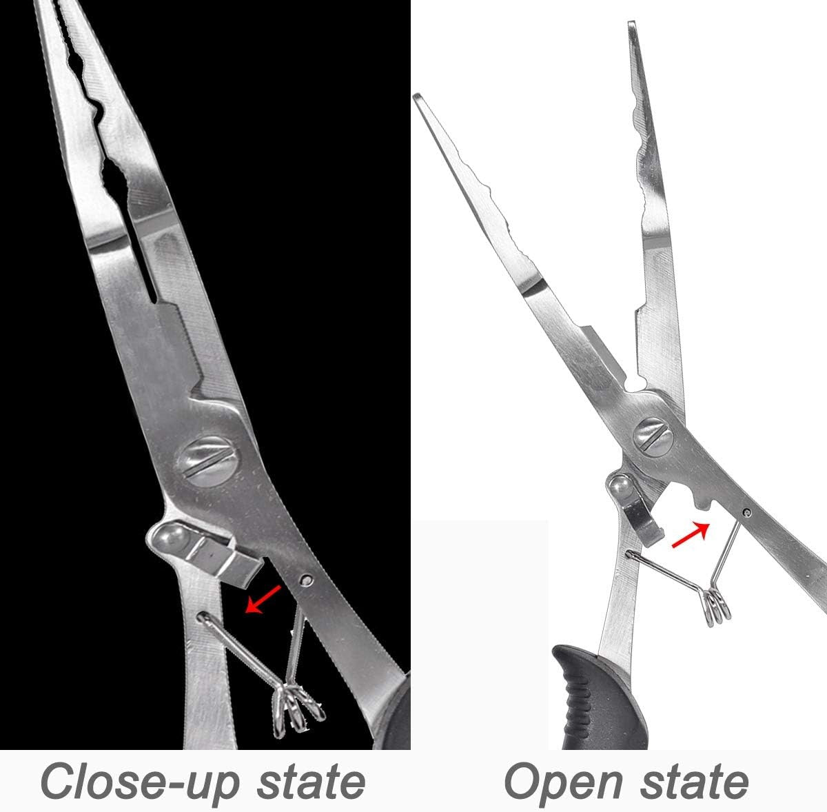 Stainless Steel Long Nose Fishing Pliers Hook Remover with Sheath & Lanyard