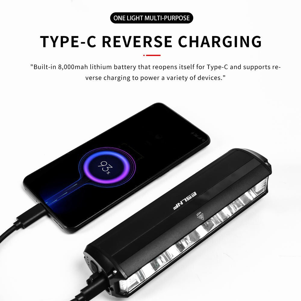 High-Power Bicycle Front Light 3250 Lumens USB Rechargeable 8000mAh