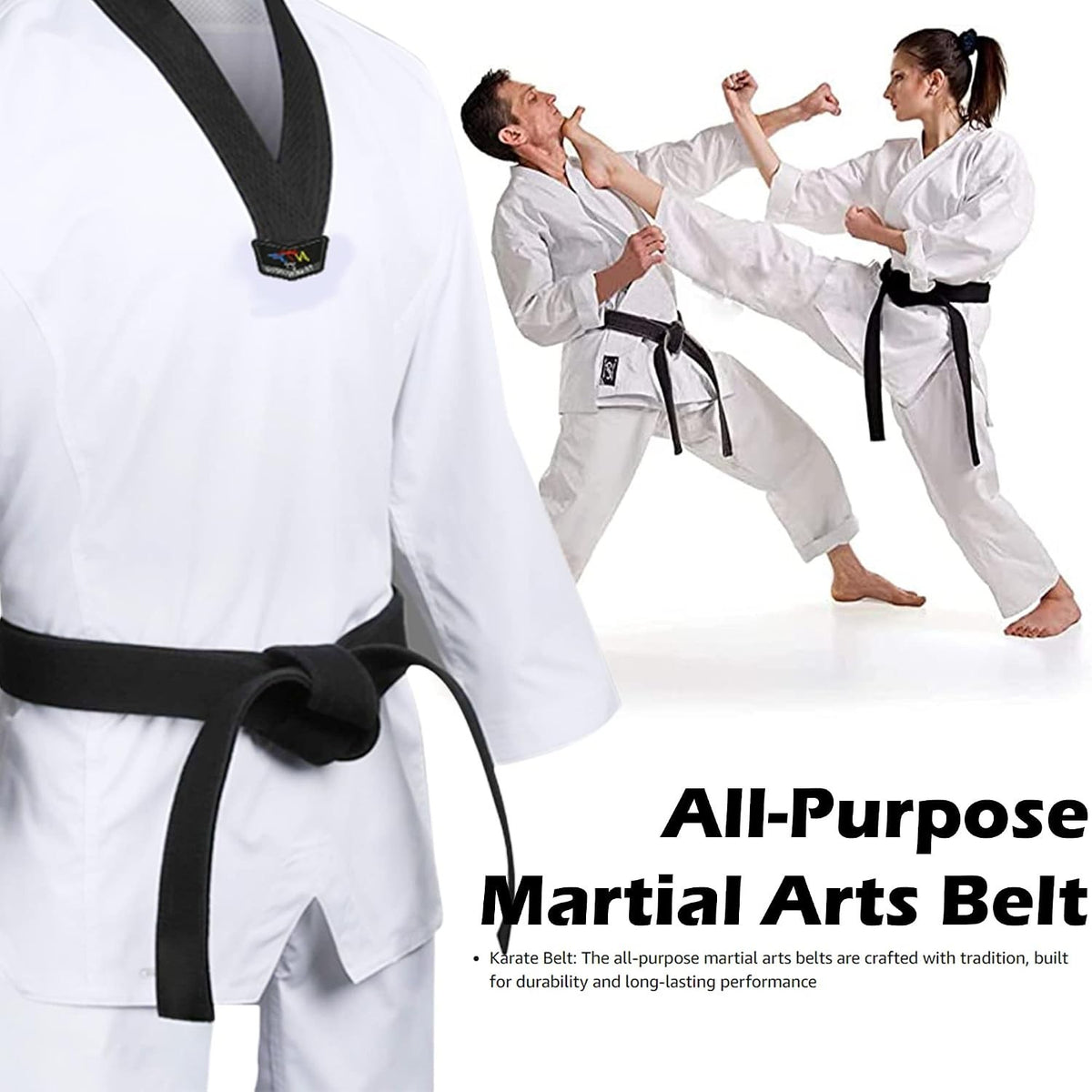 8.6ft Long Soft Black Martial Arts Belt for Karate Taekwondo Judo