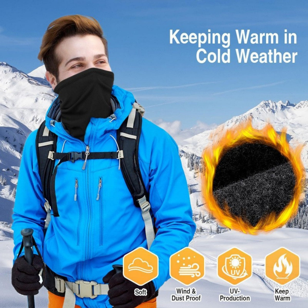 Winter Fleece Face Mask & Neck Gaiter Pack - Windproof & Soft