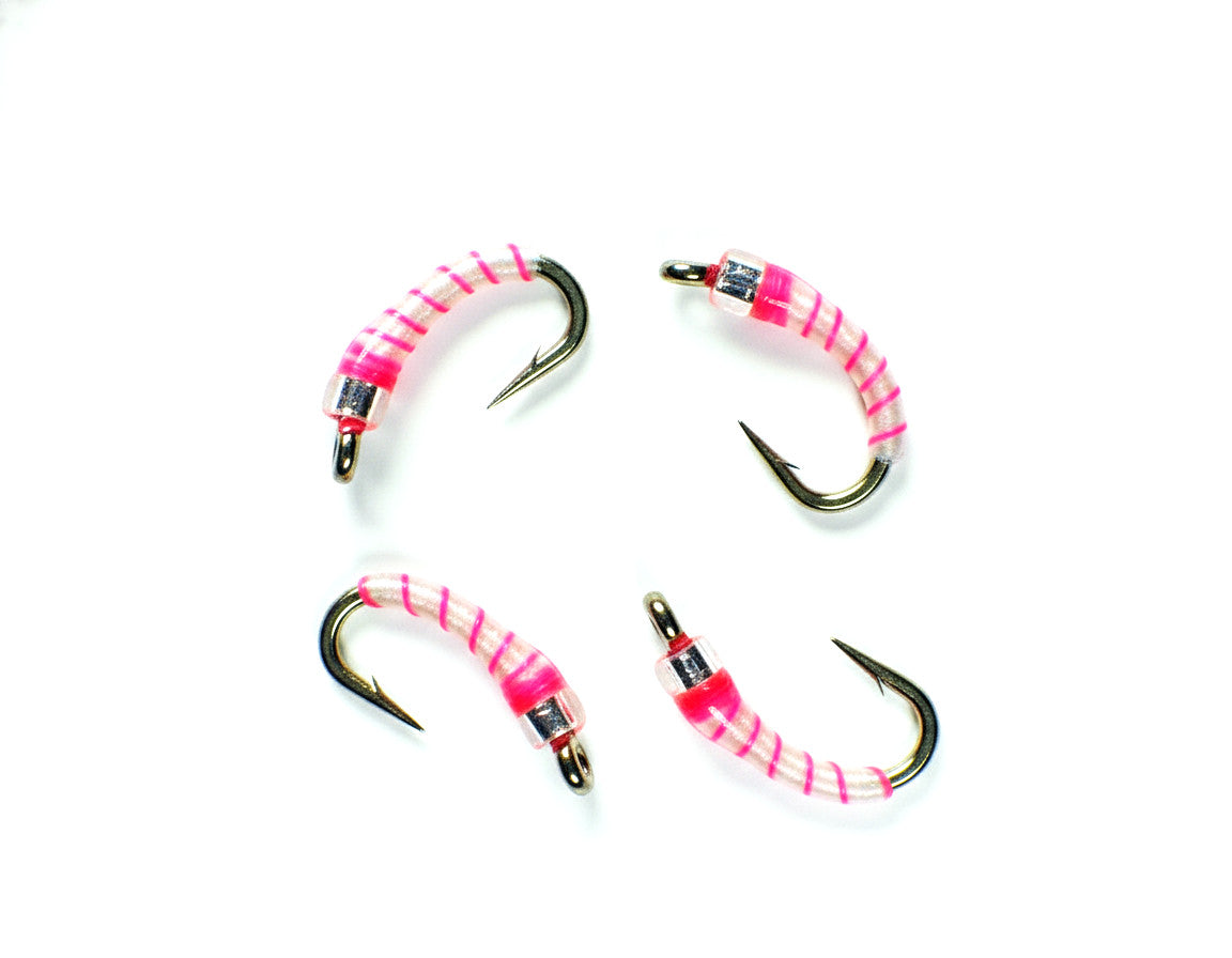 Premium Neon Pink Midge Larva Trout Flies - Guide Tied Fishing Flies, All Sizes