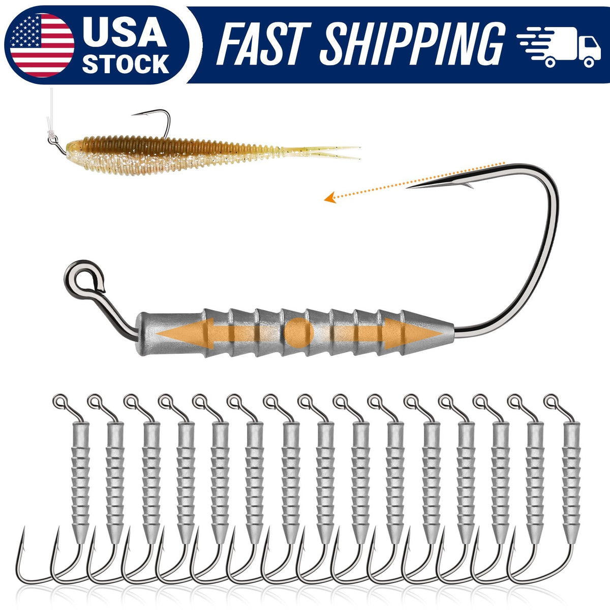 15pcs Hover Rig Jigheads for Bass & Walleye Swimbaits - Multiple Sizes & Models