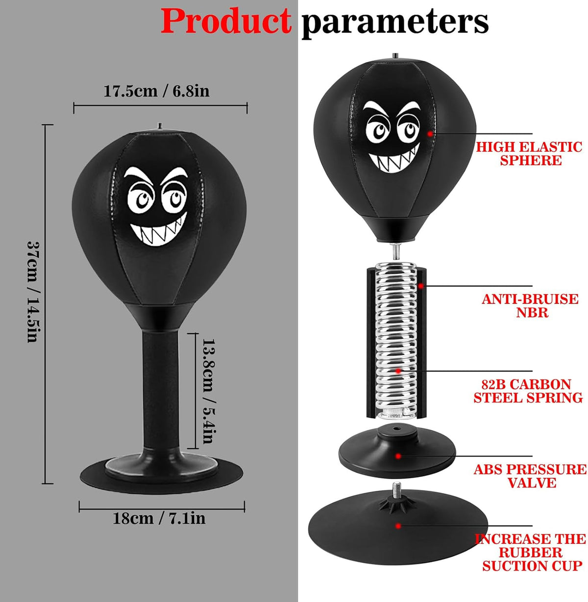 Desktop Punching Bag Set with Pump Reflex Ball and Suction Base - Gift