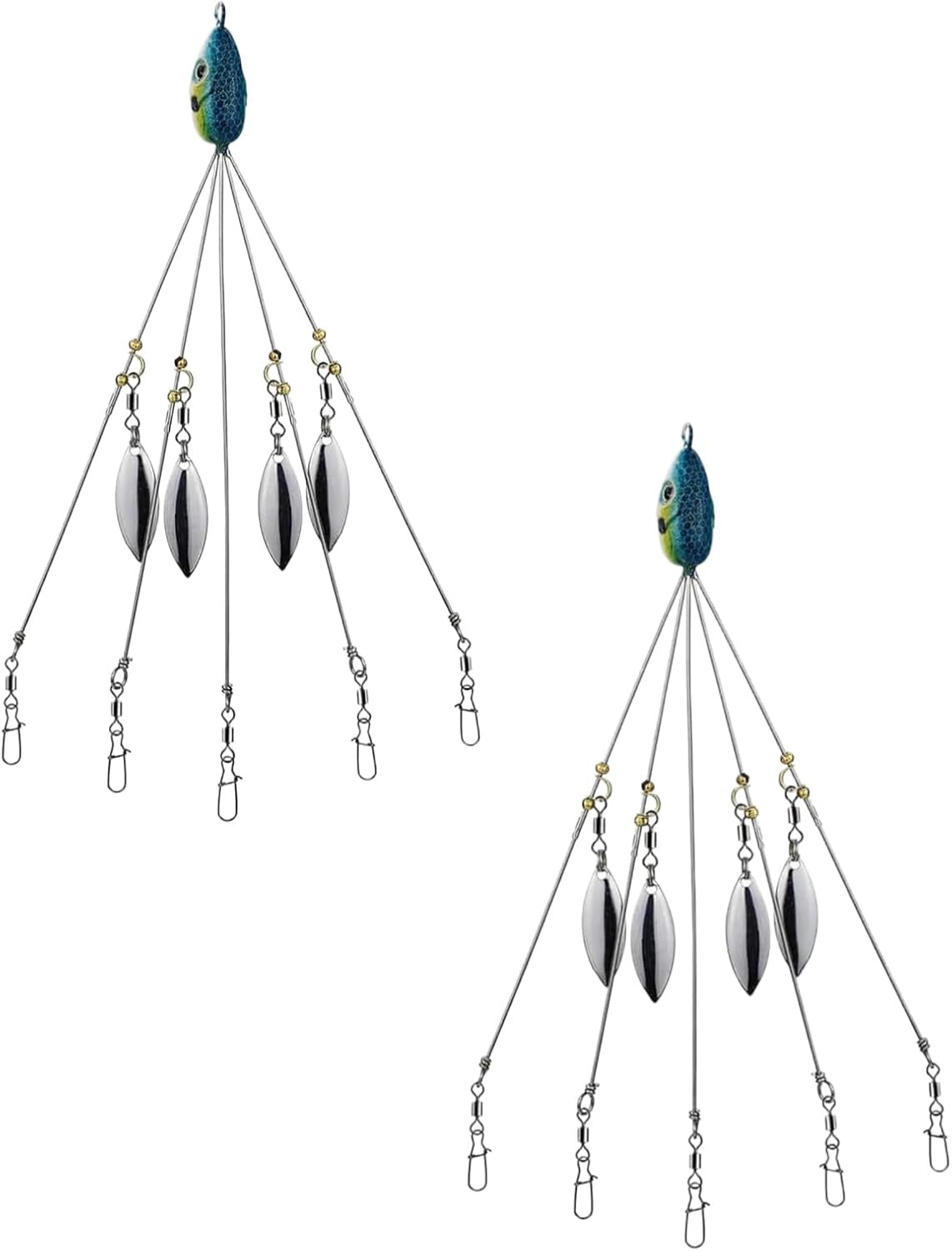 2-Piece Umbrella Rig for Bass and Striper Fishing, Swimbait Tackle Kit