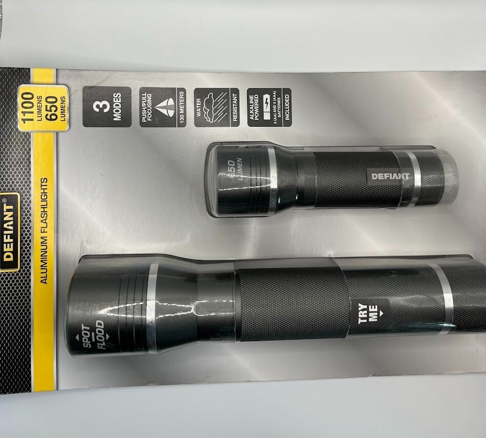 LED Flashlight 2 Pack - 1100 & 650 Lumens, Aluminum Body, Waterproof