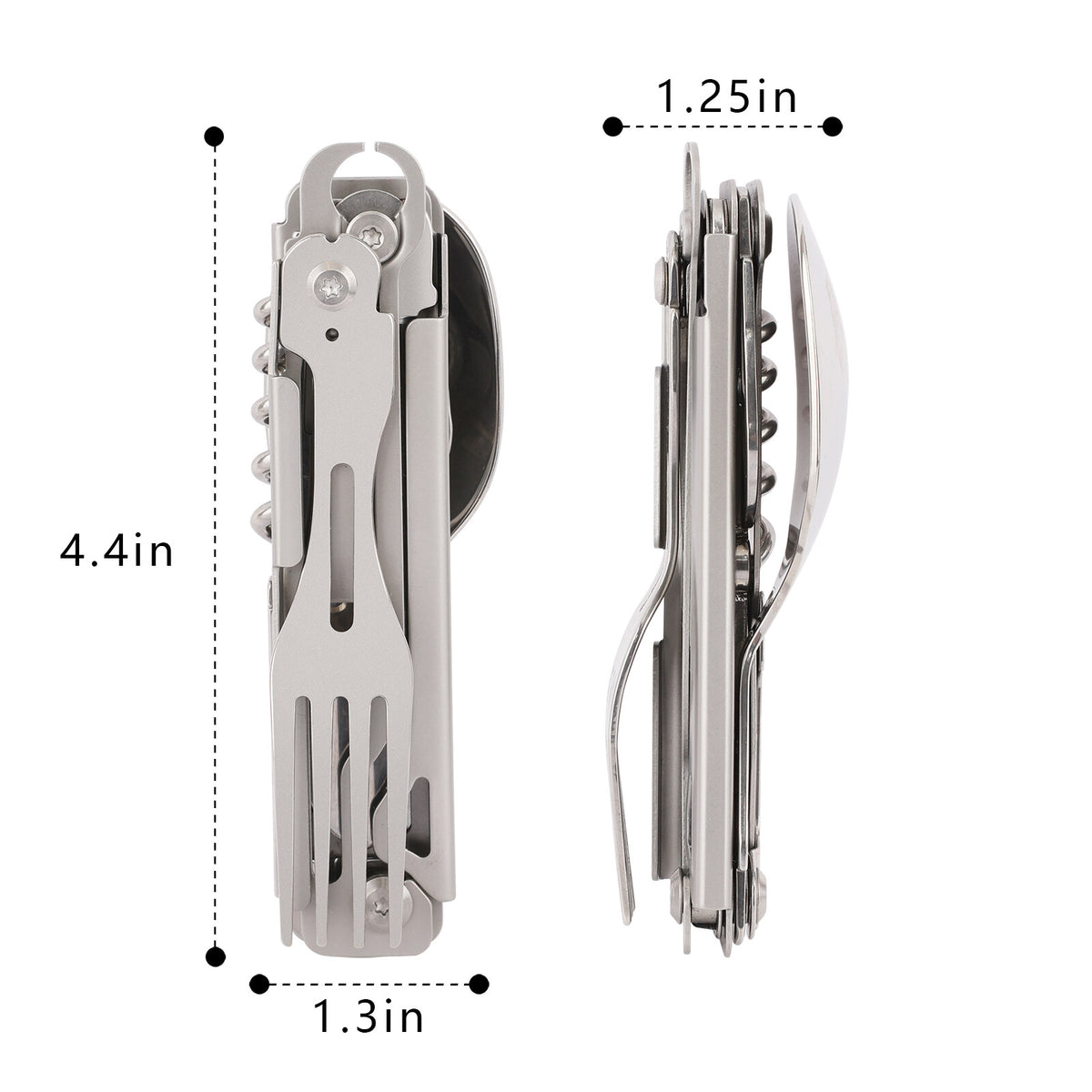 Portable 5-in-1 Camping Utensil Set Stainless Steel Foldable Flatware Kit