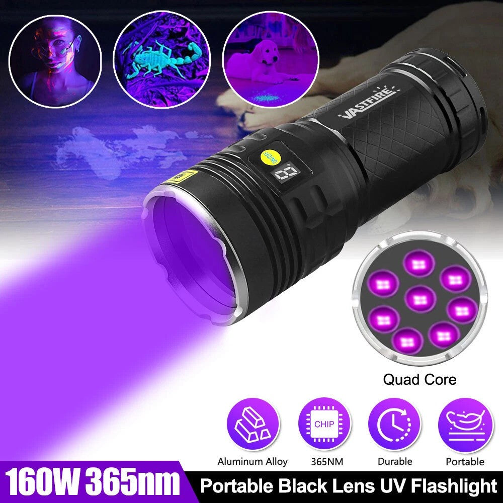 Rechargeable UV LED Flashlight 365nm Inspection Torch for Inspection and Repair