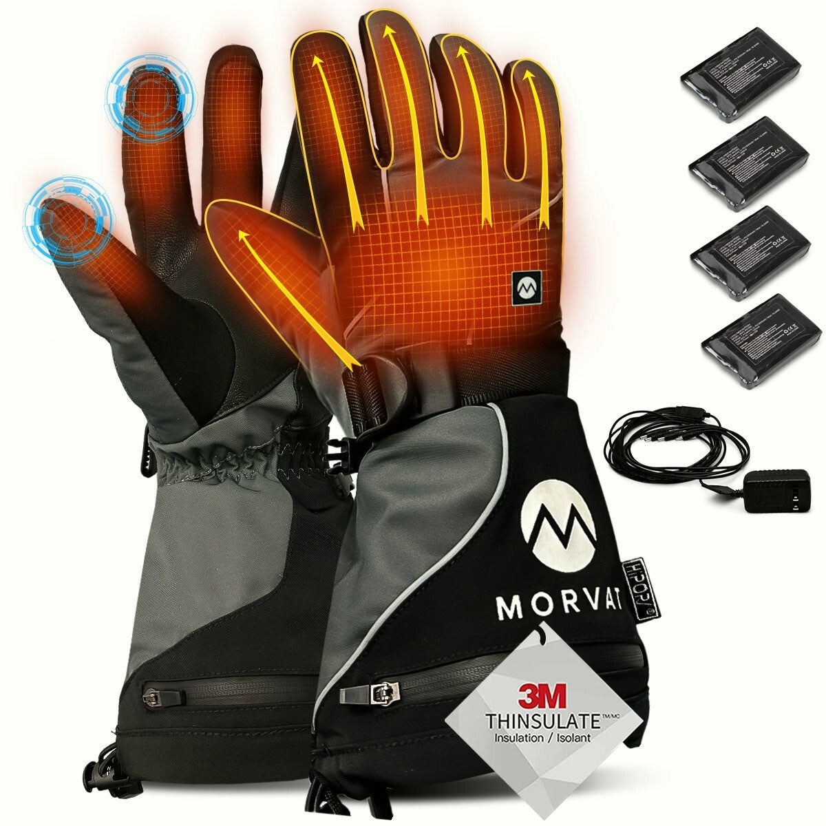 Rechargeable Heated Gloves for Men Women - 16+ Hour Battery Life, Touchscreen Compatible, Water Resistant Winter Gloves