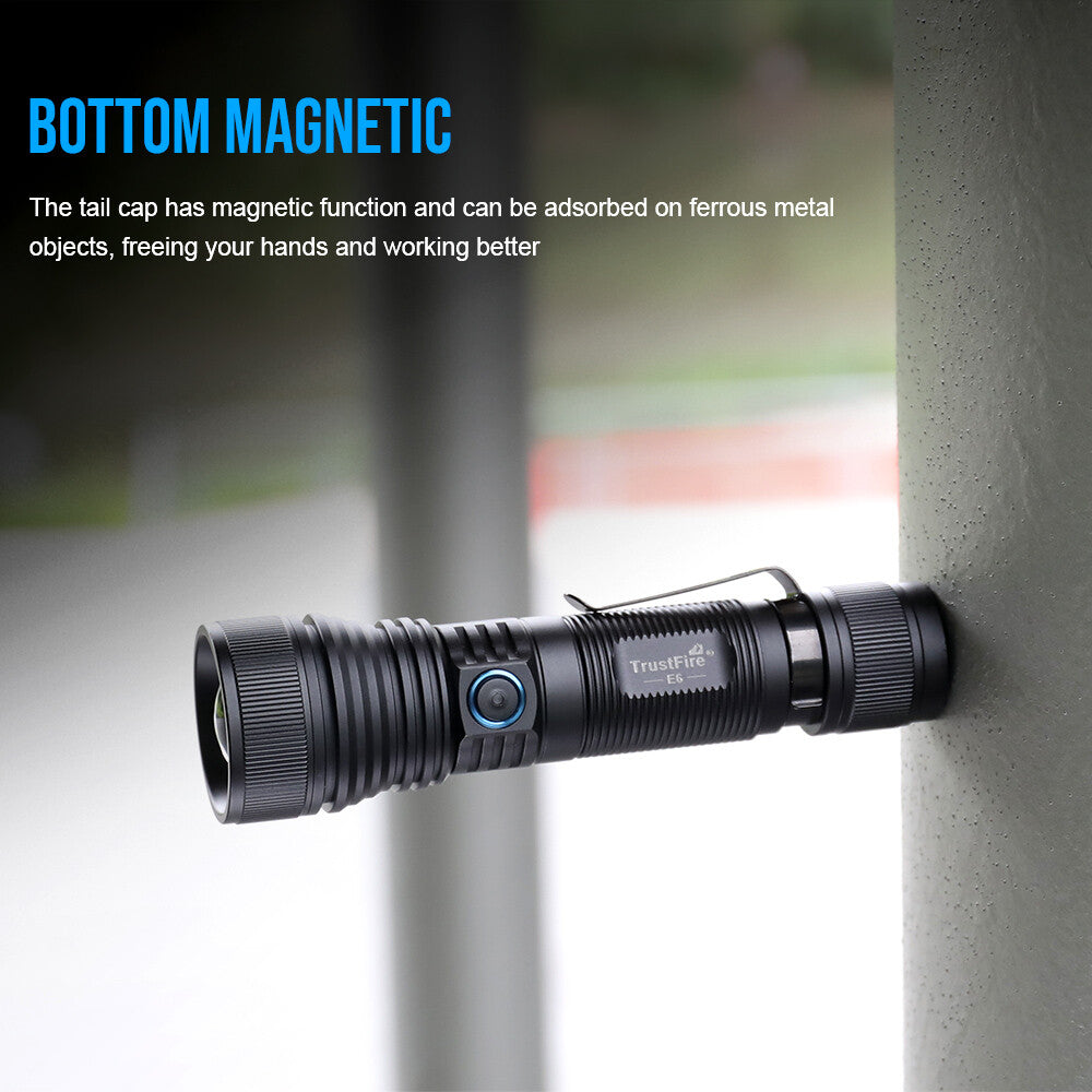 Rechargeable LED Torch with Zoom, 1500 Lumens, 550M Range, Magnet, Compact