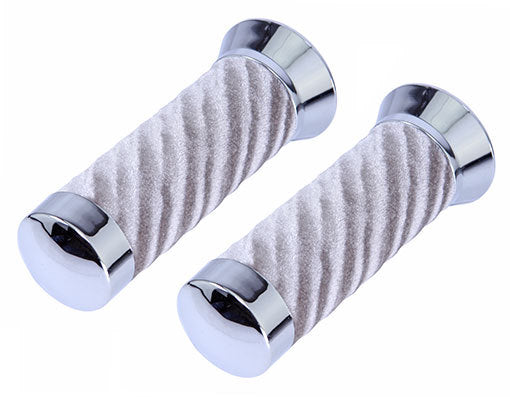Lowrider Velour Handlebar Grips with Chrome or Gold Caps for Custom Bikes