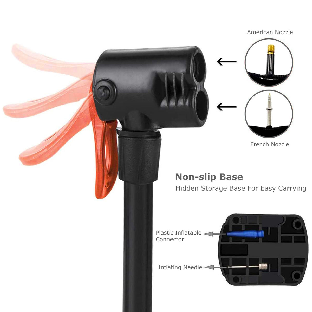Portable Foot-Operated Bicycle Pump with Pressure Gauge for Car Motorcycle