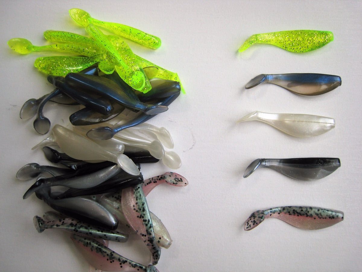 2 Inch Paddle Tail Swimbait Lures - 100 Pack in 5 Colors for Freshwater & Saltwater Fishing