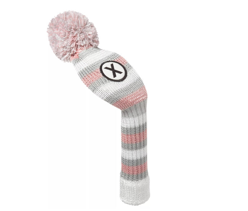Pink Golf Headcover for Hybrids - Women's Vintage Style Knit Protector