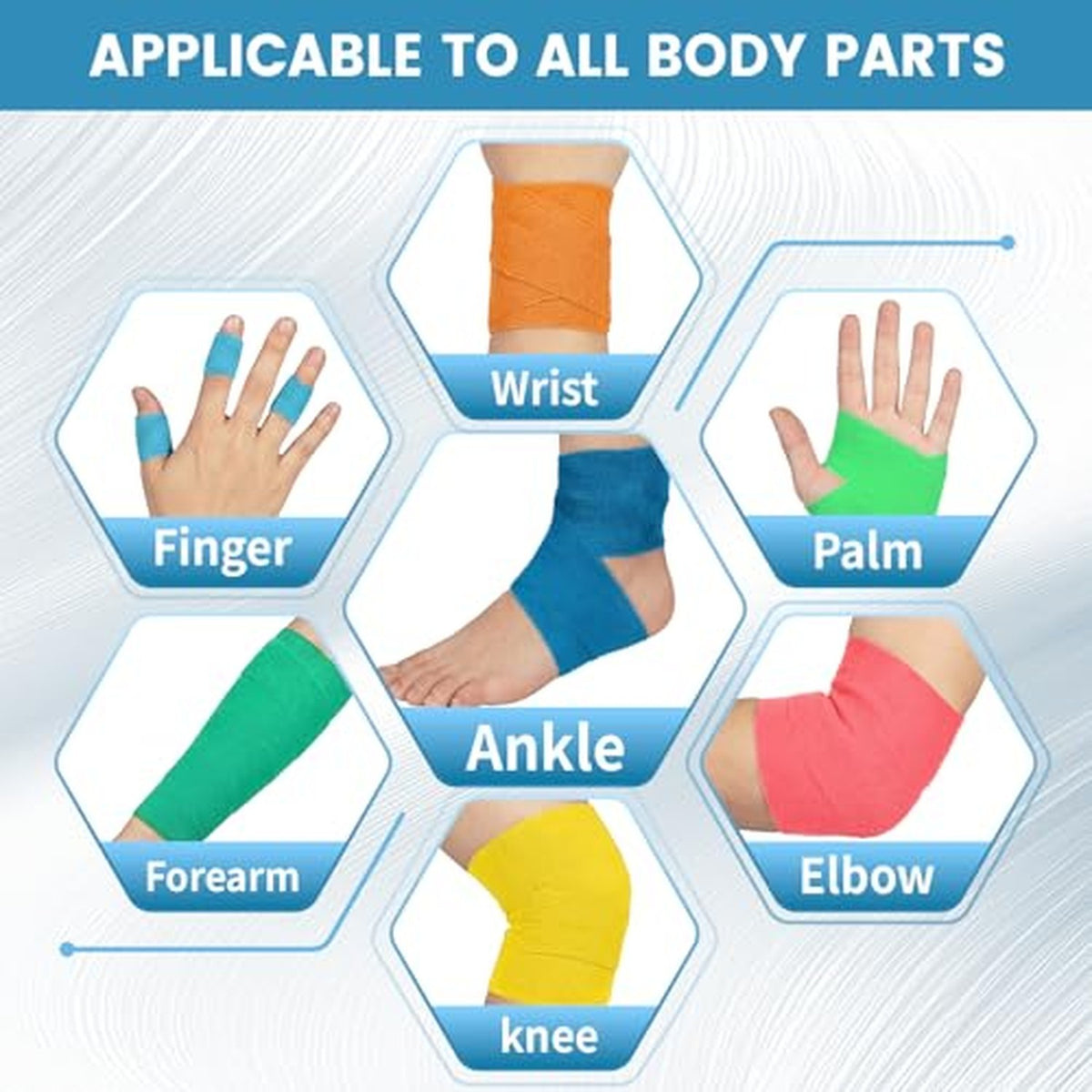 Self Adhesive Athletic Wrap 18 Pack - 2 Inch Multicolor Sports Bandages