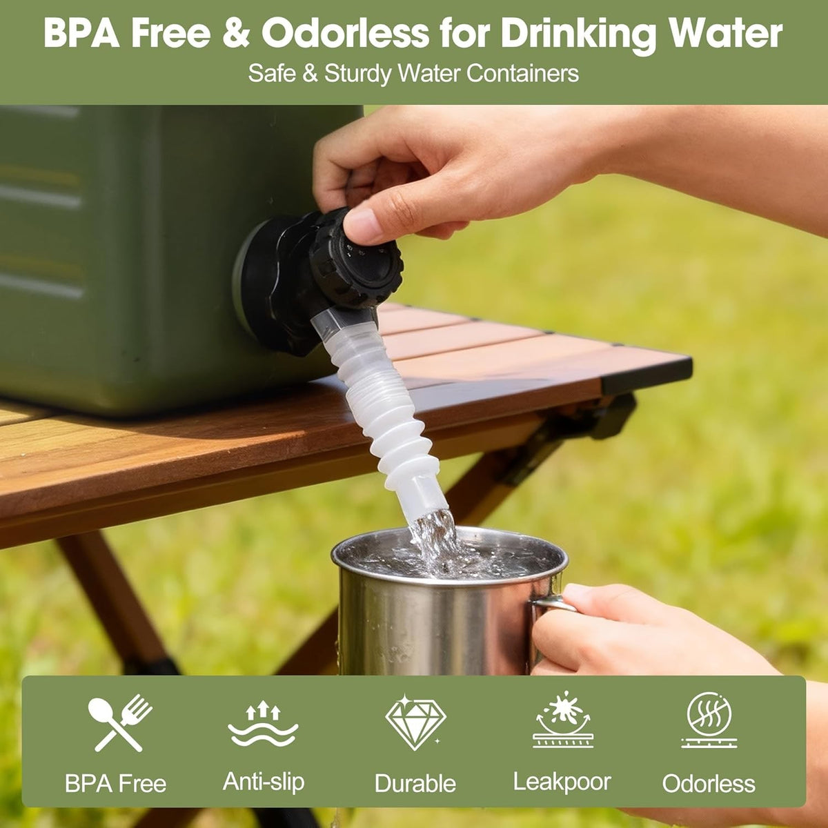 3.2-Gallon Portable Camping Water Jug with Spigot - Leak-Proof, Food Grade, Green