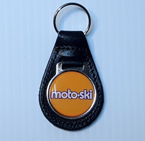 Reproduction Snowmobile Logo Leather Keychain - Vintage MotoSki Design