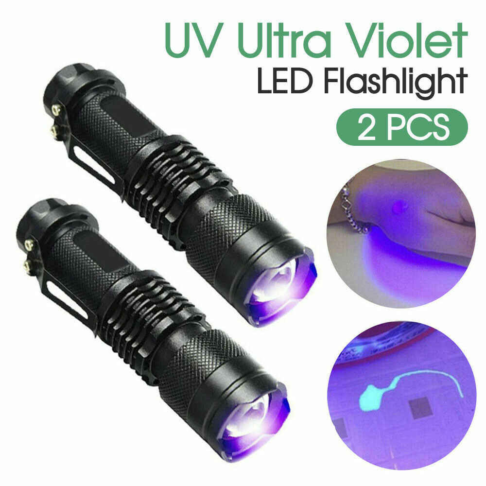 Mini UV Flashlight 395nm Handheld Blacklight for Camping Hunting Night Fishing