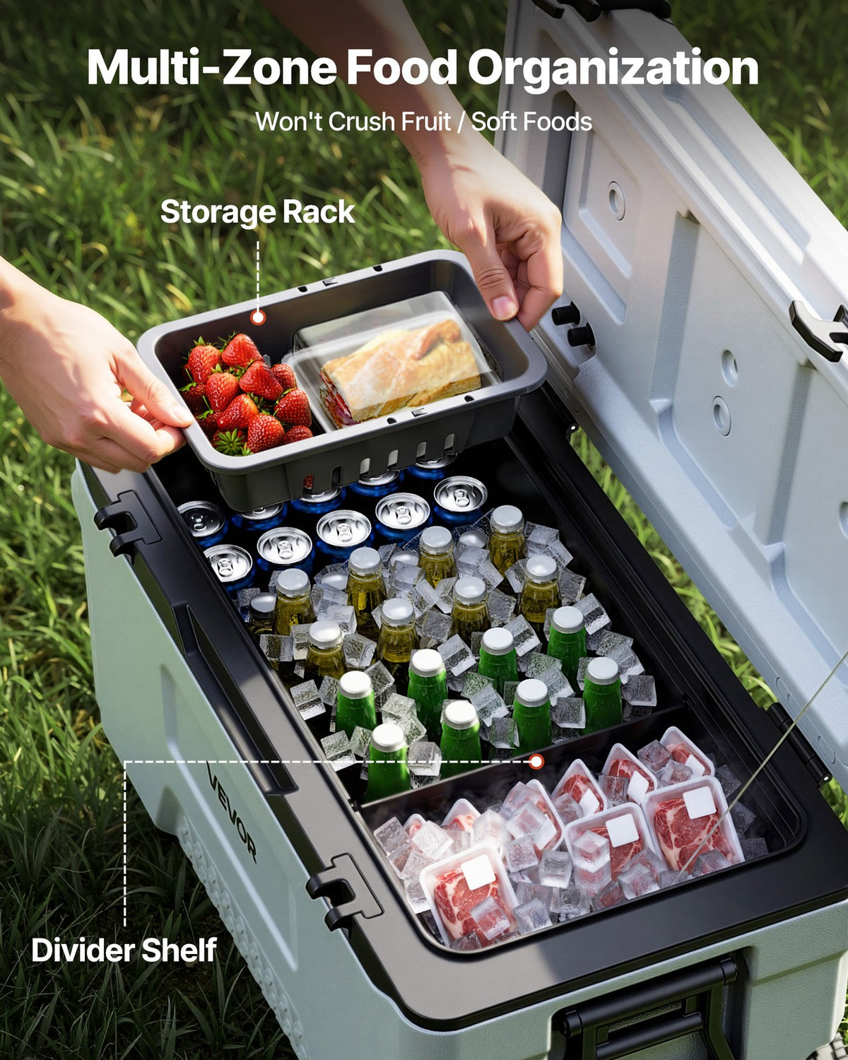 52QT Portable Hard Cooler with Rolling Wheels for Camping & Picnics