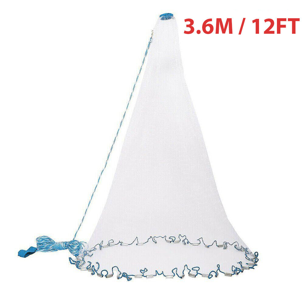 Fishing Cast Net - Heavy Duty Nylon Mesh Bait Net for Anglers