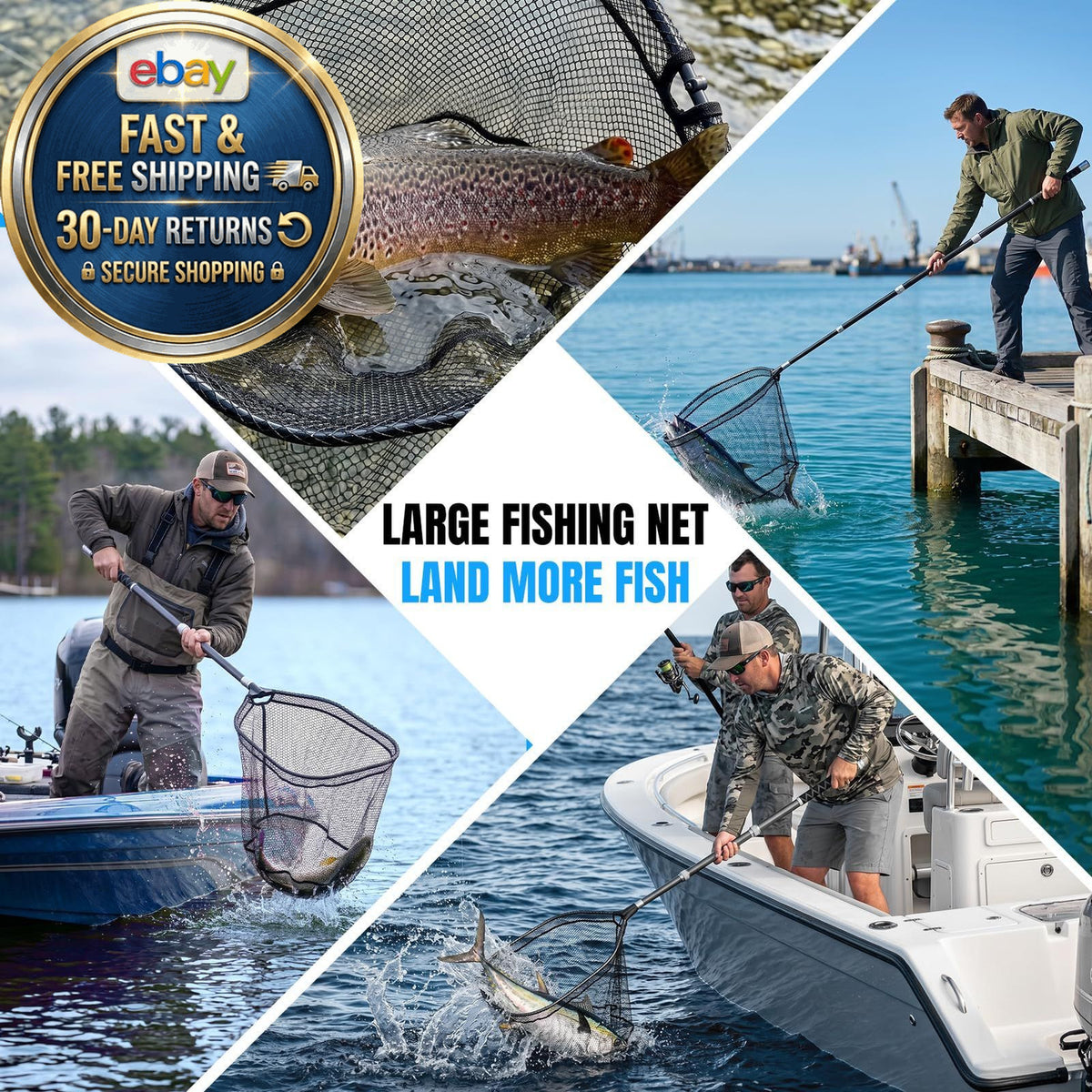 Heavy Duty Telescoping Fishing Net with Carbon Fiber Handle 3.4-7.7FT