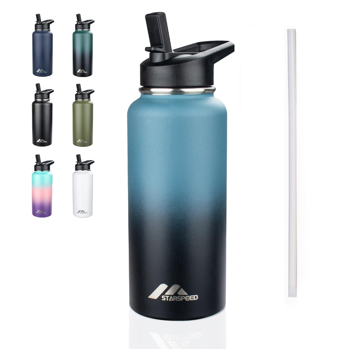 Insulated 32oz Water Bottle with Straw Lid - Vacuum Double Wall Stainless Steel