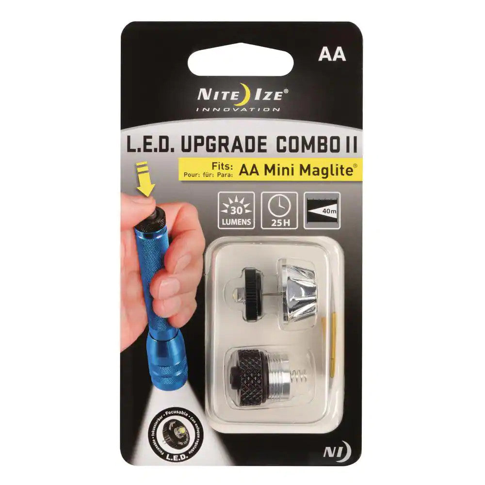LED Flashlight Upgrade Kit with Push Button On/Off Tailcap for Mini Maglite