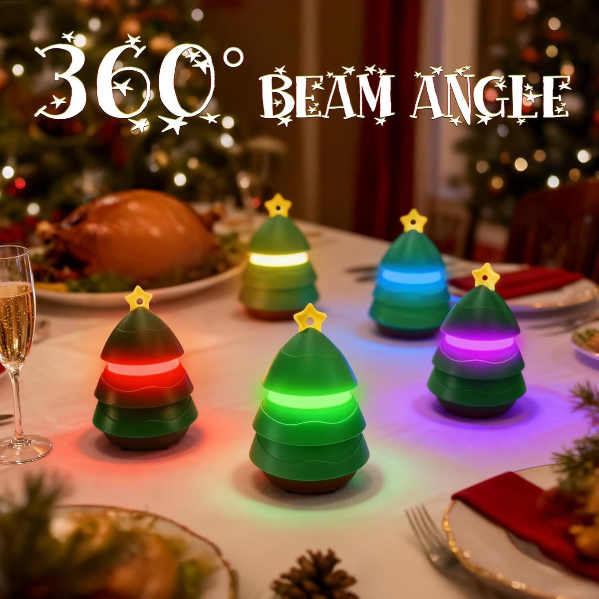 Christmas Lantern with 5 Light Modes - Holiday Decor & Night Light