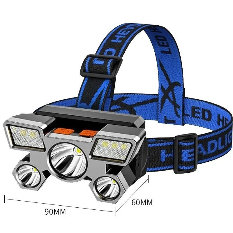 Rechargeable LED Headlamp with Bright 5x Light Modes for Outdoor Activities