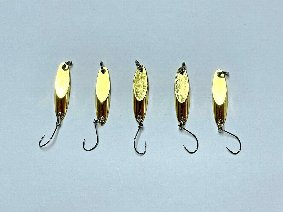 10 Gold Fishing Spoons - Kastmaster Style Bass & Trout Lures 1/8 oz