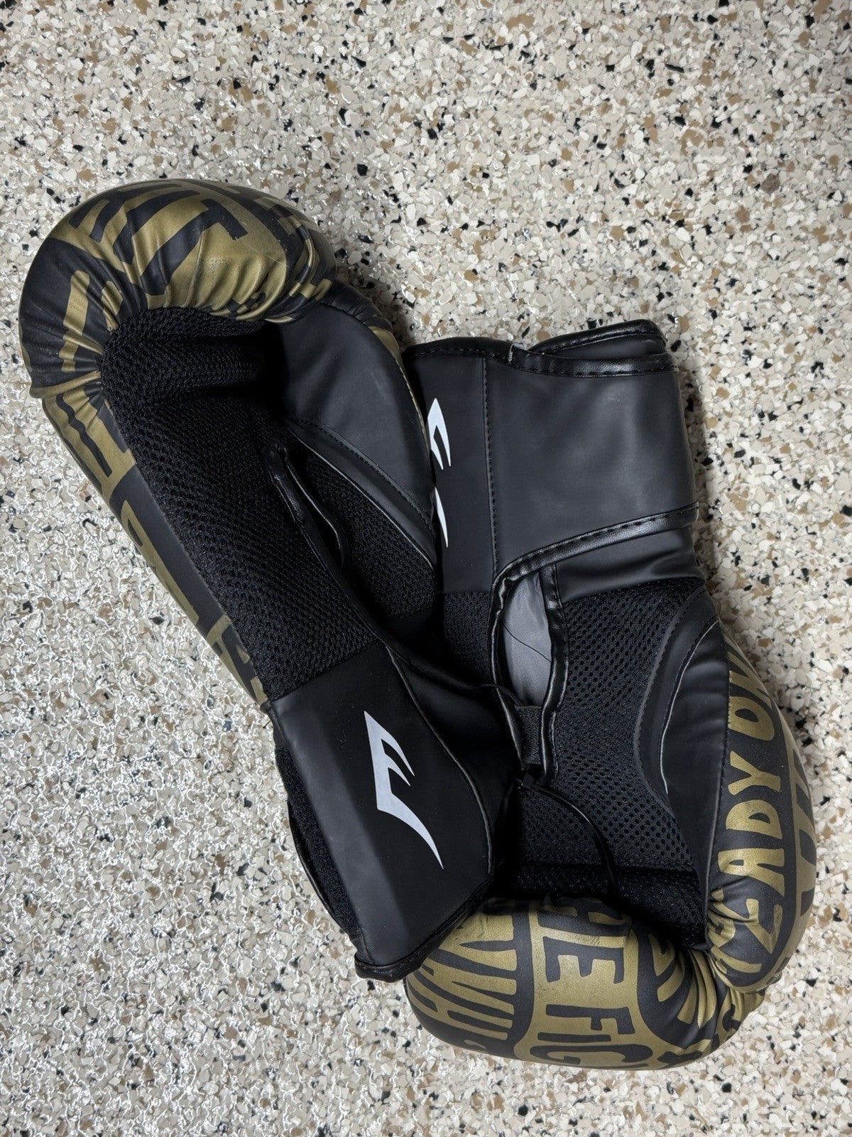 Everlast 16 oz Boxing Training Gloves Black and Gold for Fitness & Sparring