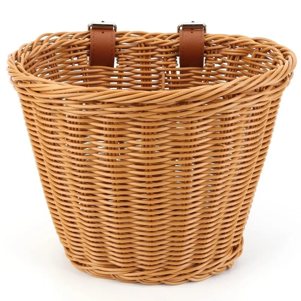 Children's Bicycle Front Handlebar Woven Basket Waterproof Storage