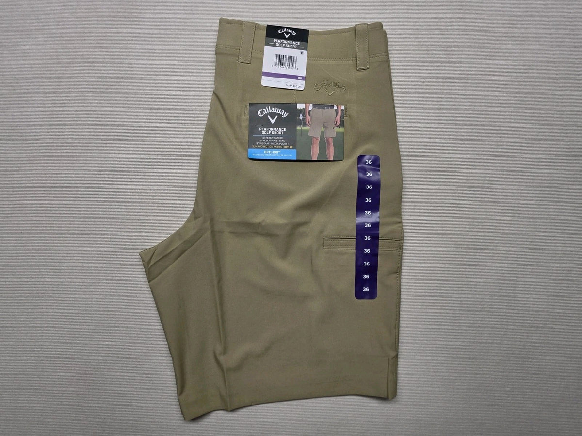 Men's Moisture Wicking Golf Shorts - Chinchilla Khaki, Size 36