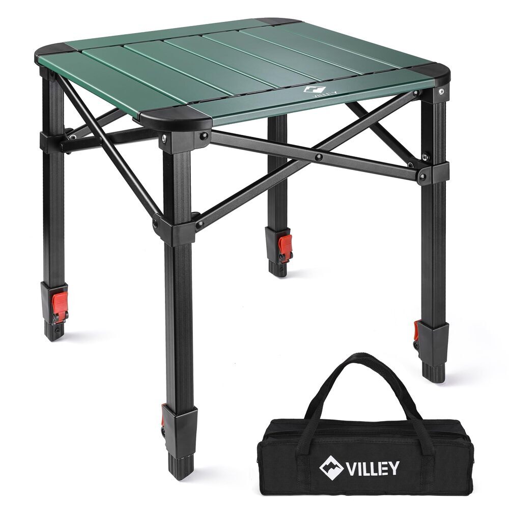 Portable Folding Camping Table with Adjustable Height and Carry Bag