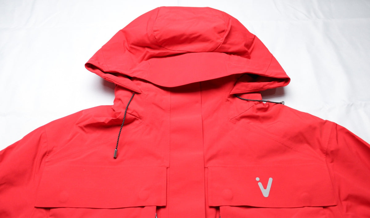 Women's Insulated Ski Jacket with Hood - Aurora Red, Size Large