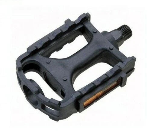 Mountain Bicycle Pedals Set - Black 1/2 Inch Composite Platform