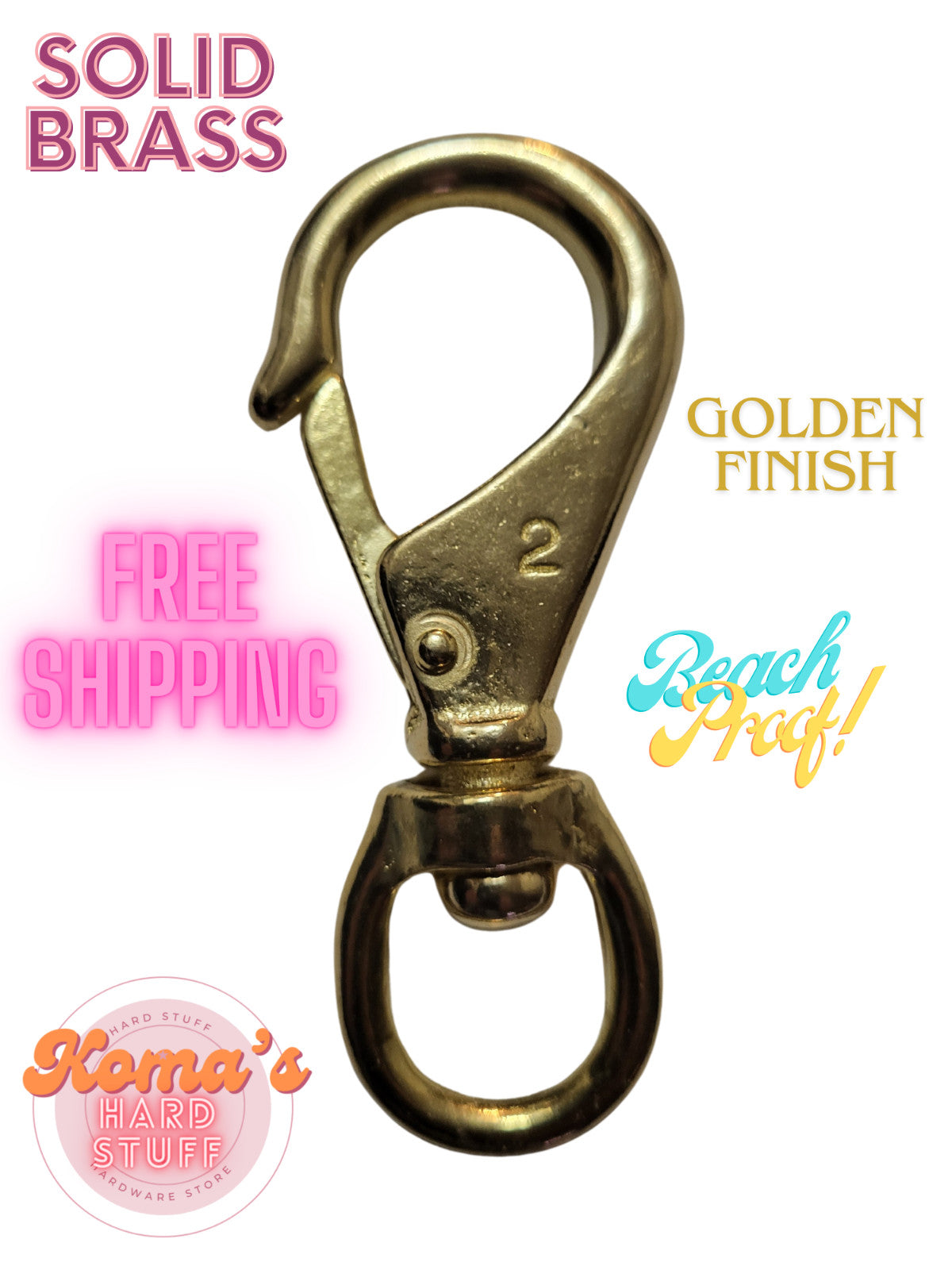 Solid Brass Swivel Snap Hook with Wide Mouth - Corrosion Resistant, 3/4 Inch Eye for Outdoor & Fishing