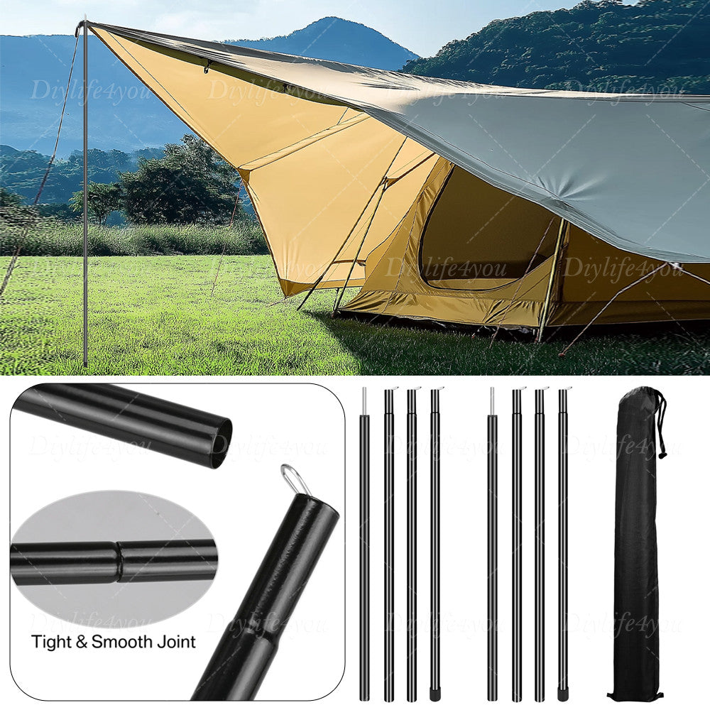 Adjustable Tent Tarp Poles Set of 2 Telescopic Camping Canopy Support