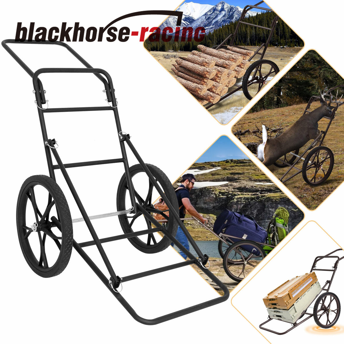 Folding Deer Hunting Cart with 500 LBS Capacity and Heavy-Duty Alloy Steel Frame