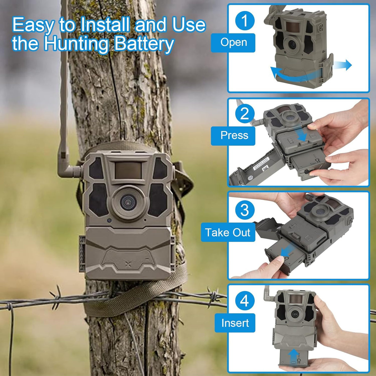4 Pack Rechargeable EM6 Camera Batteries & 4-Port Fast Charger for Trail Cameras