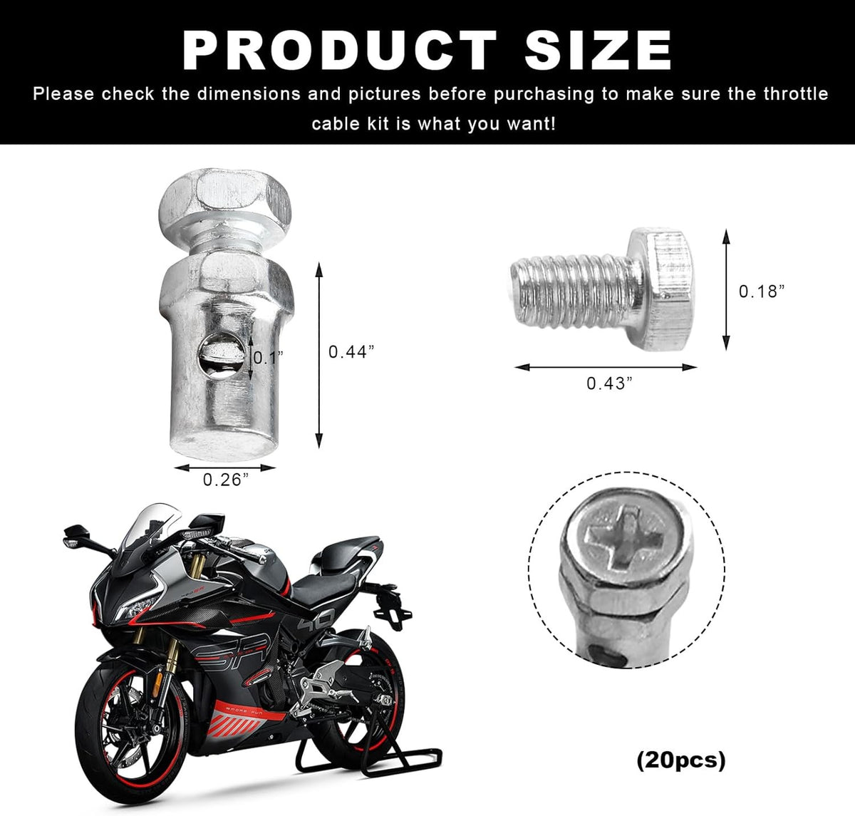 20 PCS Throttle Brake Cable Ends for Bikes and Motorcycles - Silver